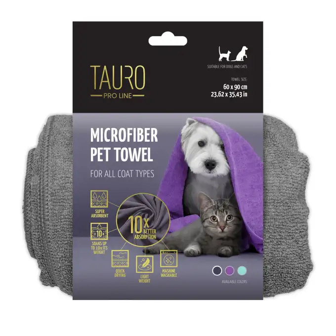 Tauro Pro Line Рушник для котів і собак з мікрофібри, сірий