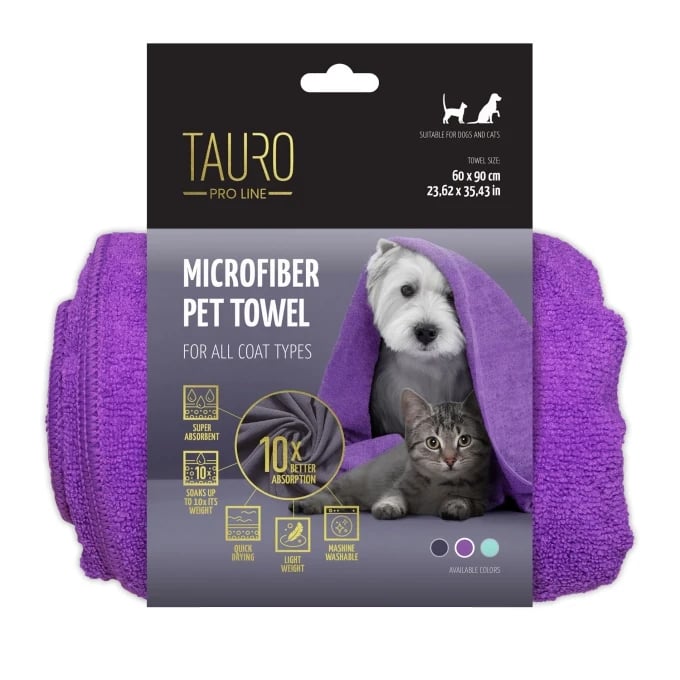 Tauro Pro Line Рушник для котів і собак з мікрофібри, фіолетовий
