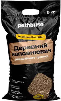 Pethouse Деревний наповнювач для котячого туалету, без аромату