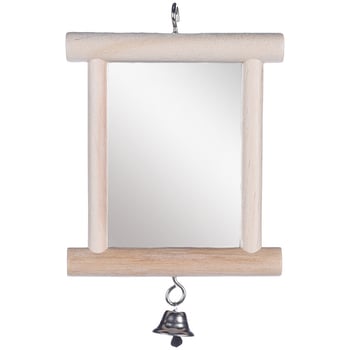 Flamingo Wooden Mirror Дзеркало у дерев’яній рамі з дзвіночком для птахів