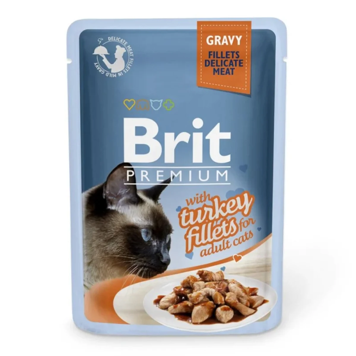 Корм вологий Brit Premium Cat Turkey Fillets Gravy pouch для котів філе індички в соусі 85 г