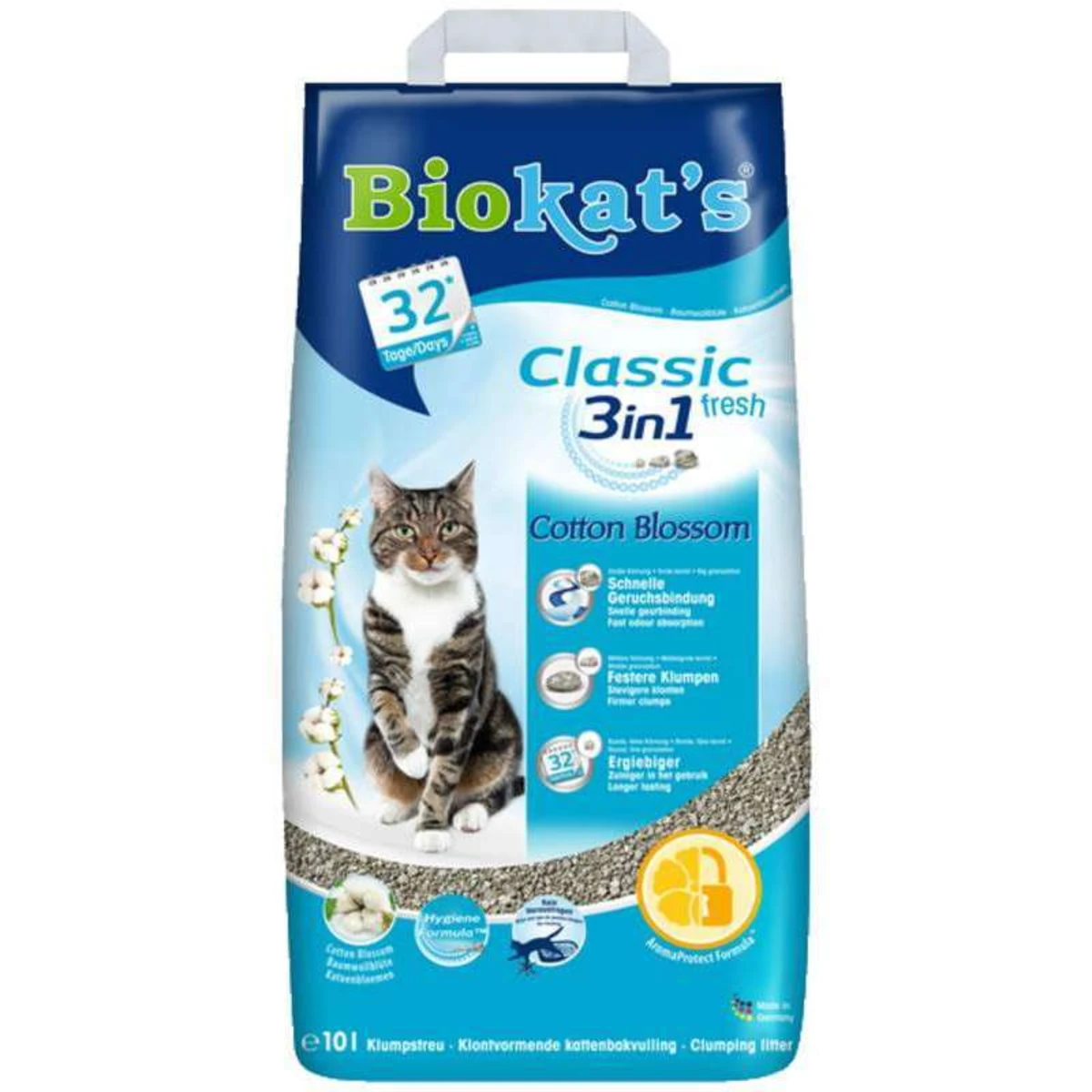Наповнювач Biokats для котячого туалету Classic Fresh 3in1 Cotton Blossom бентонітовий