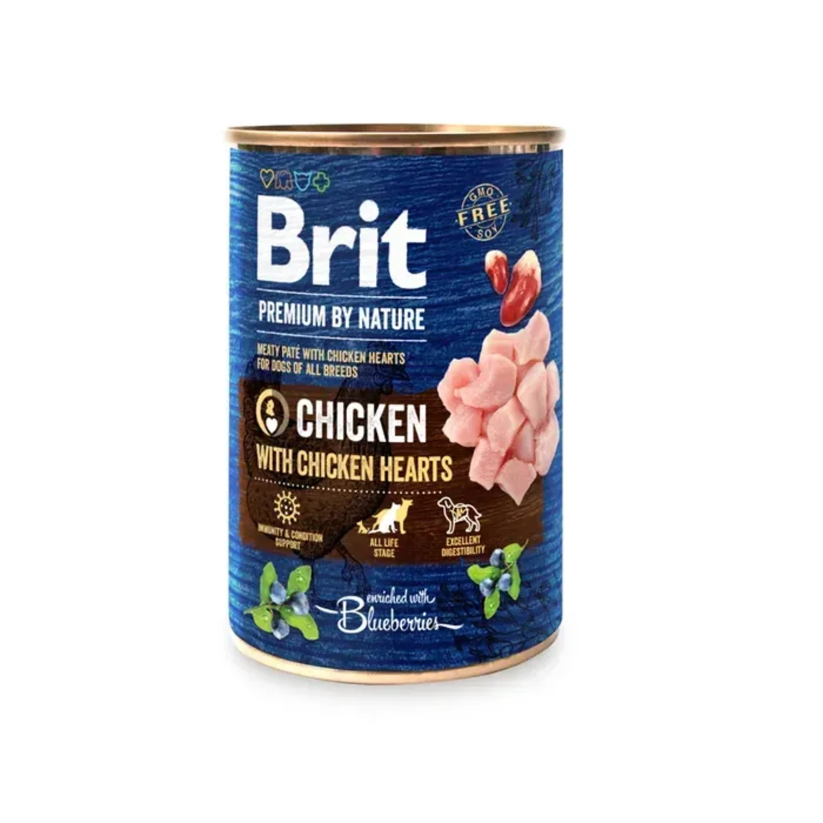 Вологий корм для собак Brit Premium By Nature консерви для собак з куркою та курячим серцем