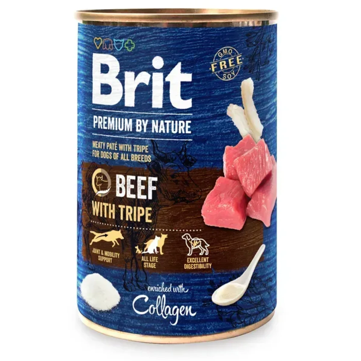 Вологий корм для собак Brit Premium By Nature консерви для собак з яловичиною та рубцем