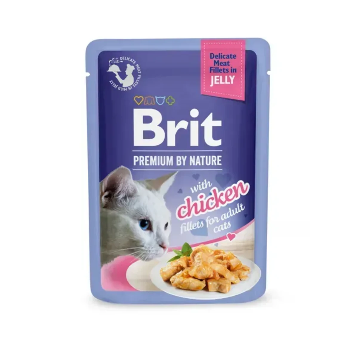 Корм вологий Brit Premium Delicate Fillets in Jelly Chicken для котів, філе в желе курка 85 г