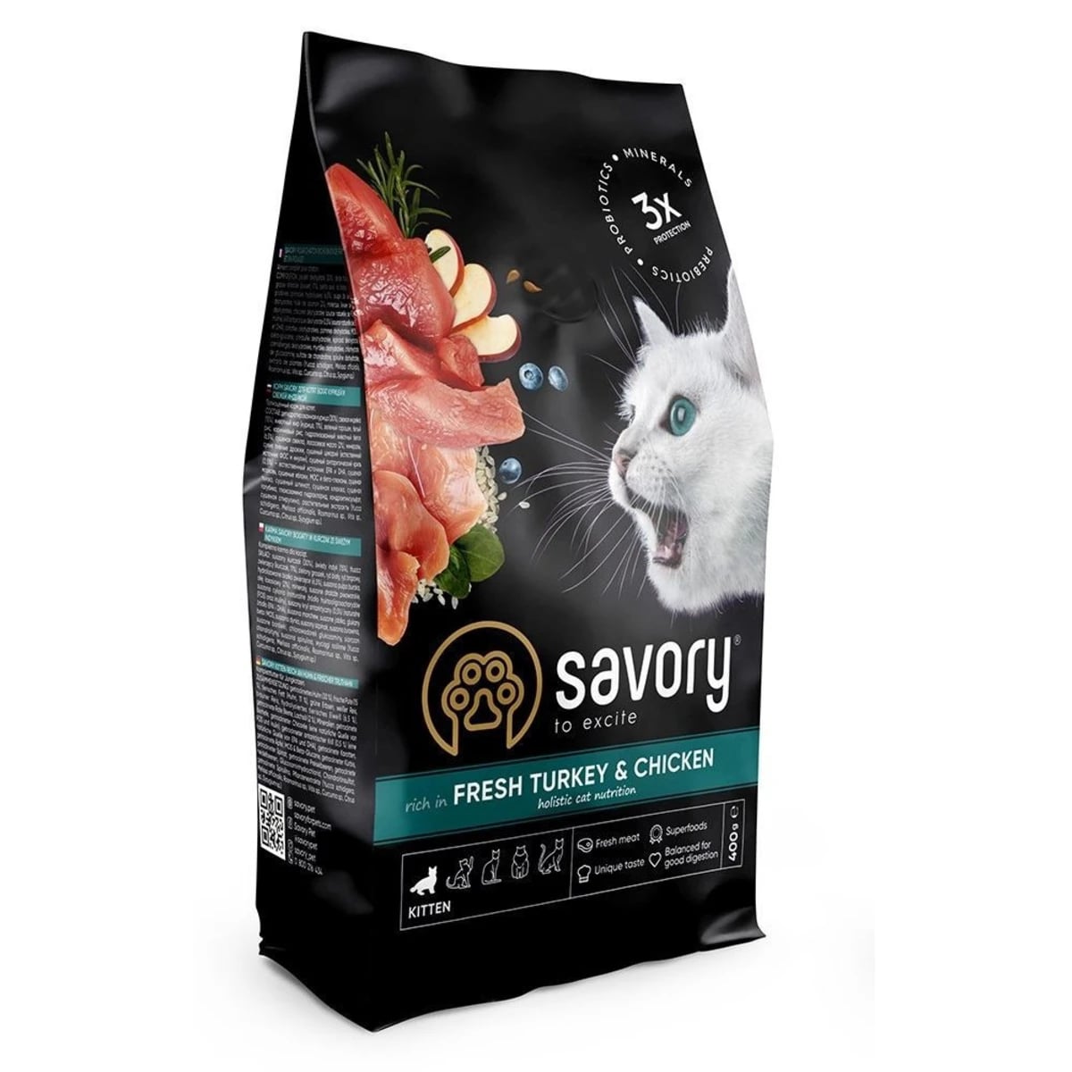 Корм сухий Savory Kitten rich in Fresh Turkey and Chicken для кошенят всіх порід зі свіжою індичкою та куркою