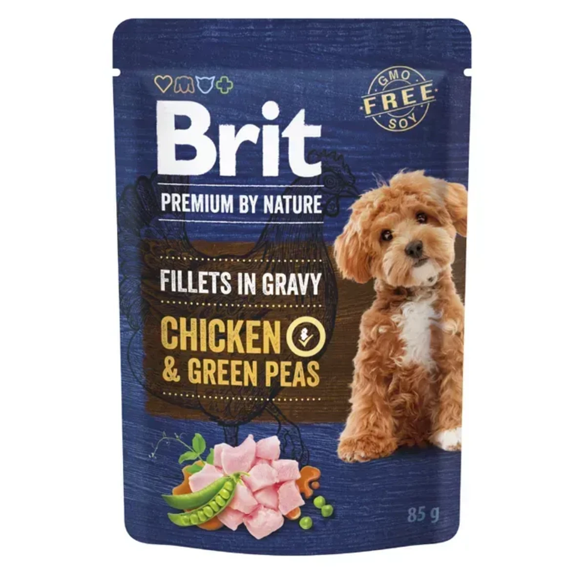 Корм вологий Brit Premium Fillets in Gravy Chicken & Green Peas для собак малих порід філе в соусі курка і зелений горошок 85 г