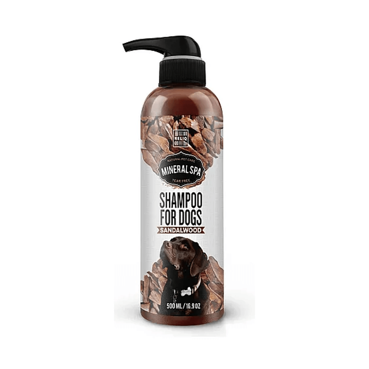 Мінеральний шампунь для собак Reliq Mineral Spa Sandalwood з ароматом сандалового дерева для зволоження шкіри та догляду за шерстю — зображення 1