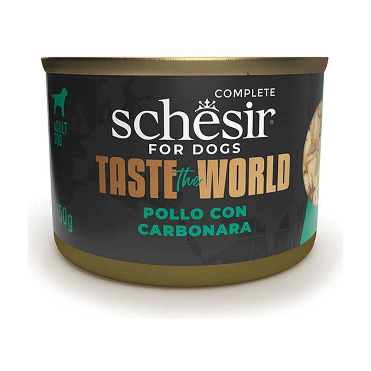 Вологий корм для дорослих собак Schesir Taste the World Chicken with Carbonara з куркою та соусом карбонара