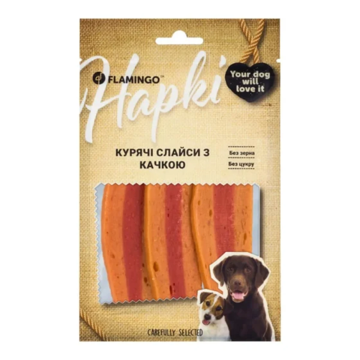 Ласощі Flamingo для собак, слайси з м'ясом курки та качки 75г