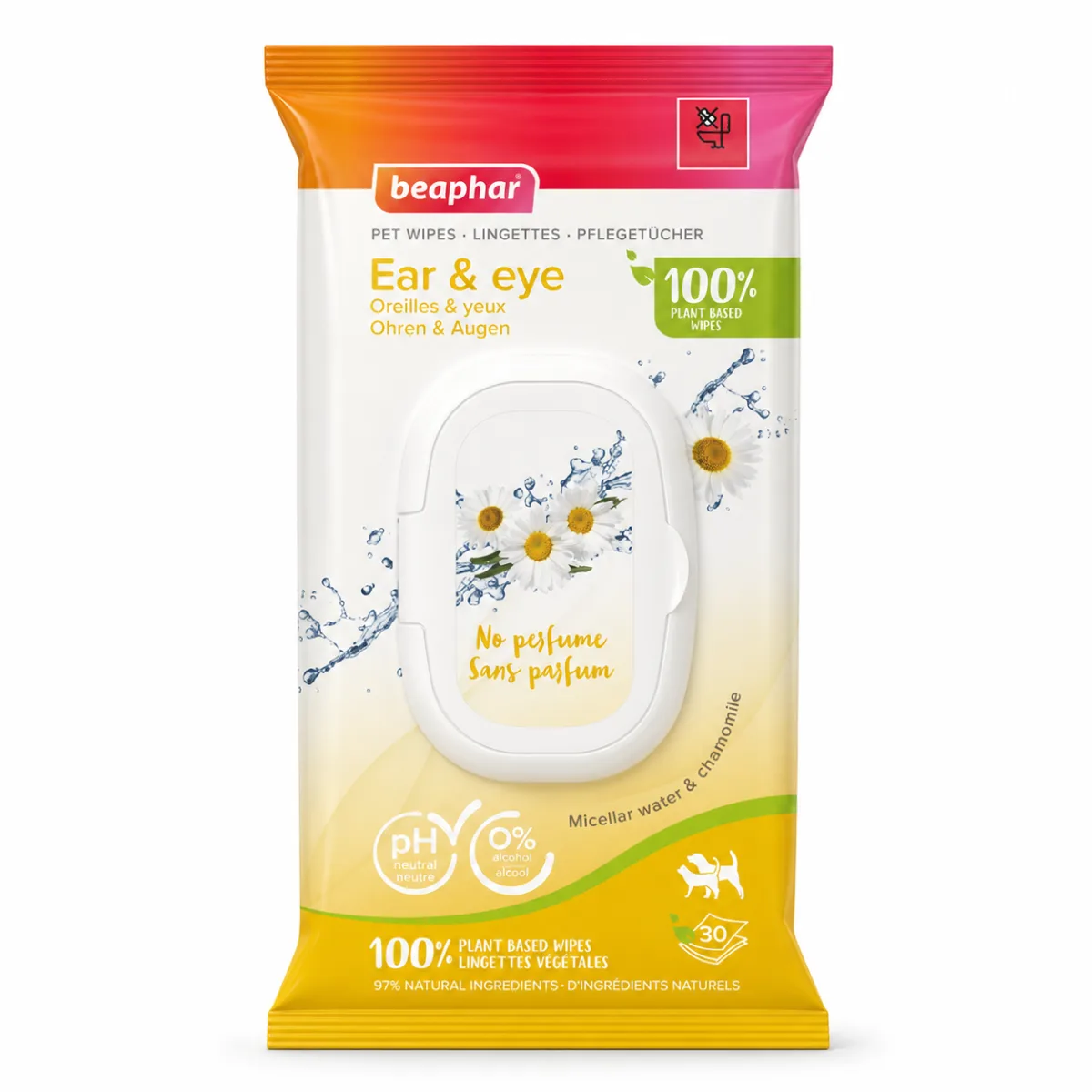 Вологі серветки для очищення вух та очей для котів Pet Wipes, 30 шт.